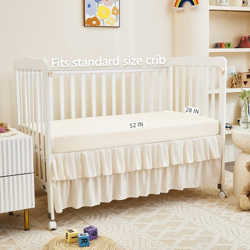 NacoMoco 3-Piece Crib Bedding Set for Girls Boys - Ultra Soft & Skin Friendly Baby Bedding Crib Set Includes Crib Comforter, Sheet & Skirt (Light Beige) - Image 5